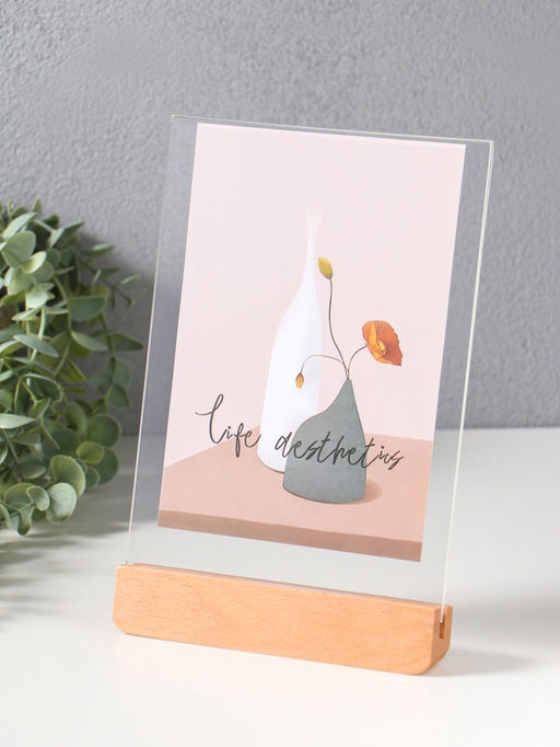 Фоторамка дерево 15х20 см "Синие цветы на белом" 2х15,5х22 см