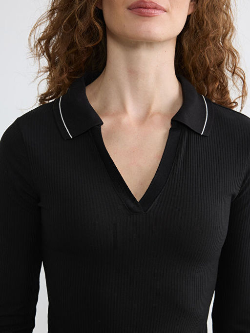 Polo Yaka Fitilli Kad?n Ti??rt