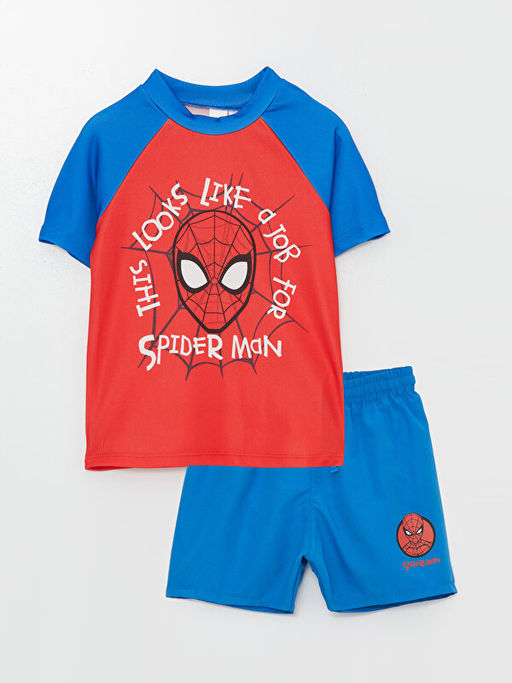Bisiklet Yaka Spiderman Bask?l? Erkek Bebek Y?zme Tak?m
