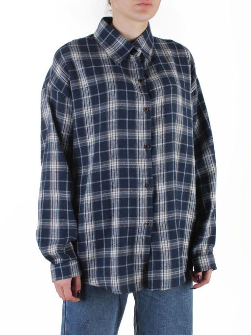 C01 BLUE/BEIGE Рубашка женская оверсайз (95% хлопок, 5% спандекс)