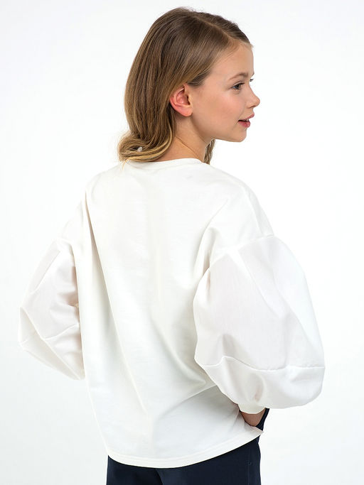 Молочный школьный свитшот Mooriposh, модель 1617  фото 5