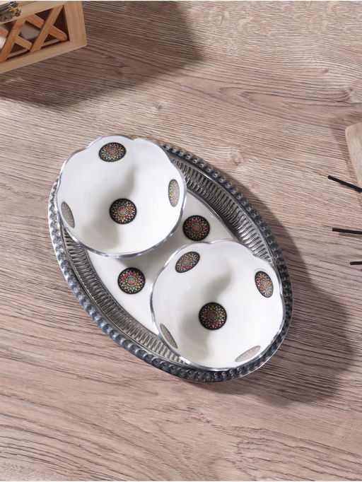 Менажница Винтаж (набор 2 шт) 10х10х5,5 см, на подносе, алюминий - Simaland фото 2