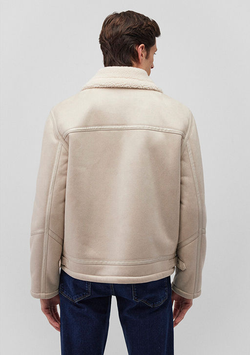 Beyaz Suni Deri Ceket - Mavi фото 6