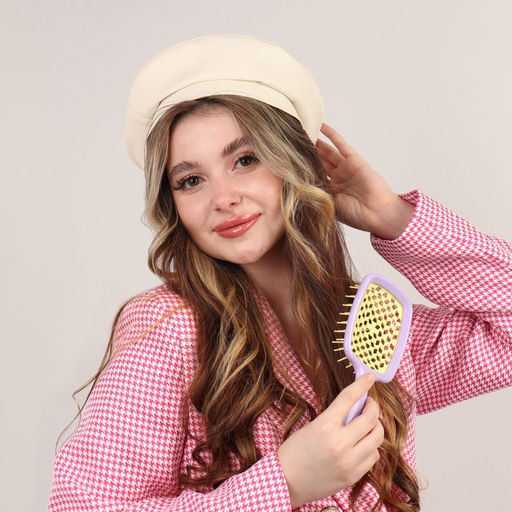 Расчёска массажная, широкая, вентилируемая, 8.5×20.5 см, сиреневая, жёлтая