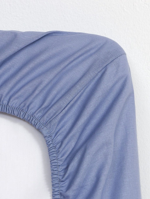 Простыня на резинке Этель 140*200*25, цв.голубой, 100% хлопок, поплин 125г/м2  фото 9