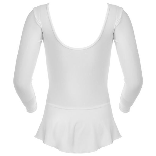 Купальник гимнастический Grace Dance, с юбкой, с длинным рукавом, р. 34, цвет белый  фото 8