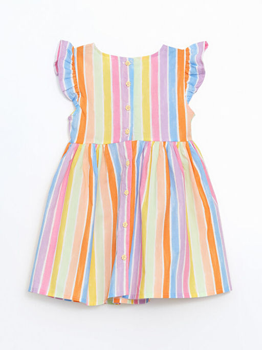 Bisiklet Yaka ?izgili K?z ?ocuk Elbise