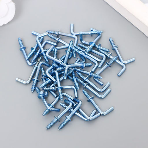 Цена за 2 шт. Крючок металл, набор 40 шт., серебро, 2.5×0.5 см, МИКС