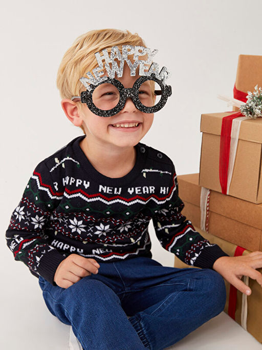 Bisiklet Yaka Uzun Kollu Y?lba?? Temal? Erkek Bebek Triko Kazak - Waikiki фото 3