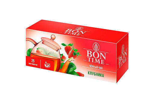 Bontime, чай черный Клубника, 25 пакетиков, 37,5 г