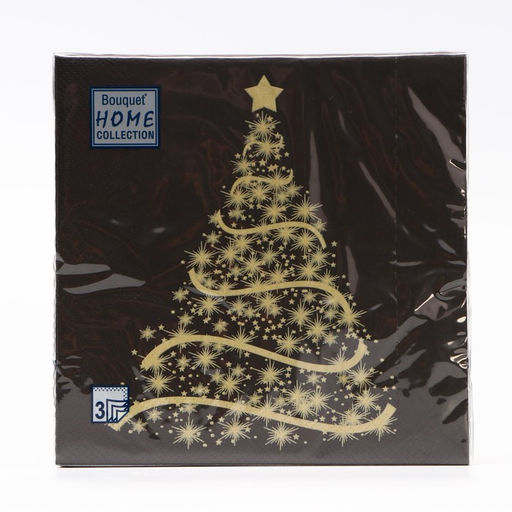 Цена за 3 шт. Салфетки новогодние бумажные Home Classic Волшебная ель на черном, 3 слоя, 33?33 см, 20 шт.