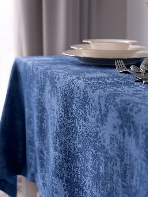 Скатерть жаккардовая 160x250 синий полиэстер