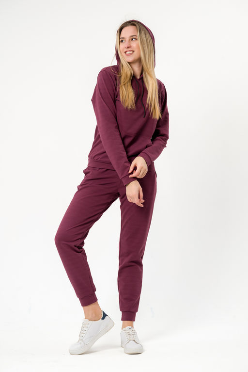 Костюм женский из худи и брюк из футера Кроссфит-2 брусника