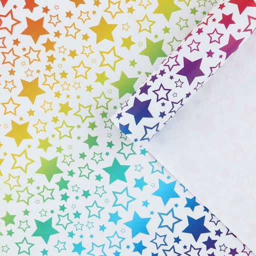 Цена за 10 шт. Бумага упаковочная глянцевая «Радужные звезды», 70 х 100 см
