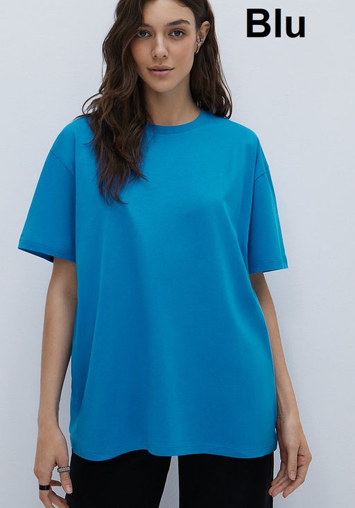 OmT_D1301 Фуфайка (футболка) OVERSIZE, COTTON - blu notte - Omsa фото 2