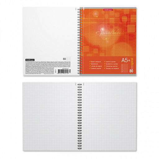 Цена за 4 шт. Тетрадь общая на спирали ErichKrause Spiralblock, А5+, 80 листов, клетка, перфорация, микроперфорация_MIX-PACK  фото 7