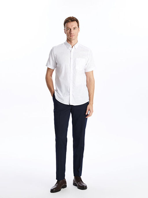 Regular Fit Keten Kar???ml? Erkek G?mlek