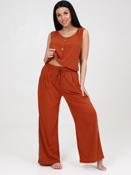 456 ПИЖАМА (брюки) (Кирпичный) - А-дина фото 2