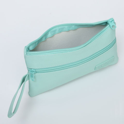Косметичка-пенал на молнии, плоская, с карманом, зелёная - Simaland фото 3