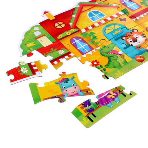 Фигурные пазлы 4 в 1 Весёлые зверята, 9, 12, 15, 20 элементов - Puzzle time фото 7