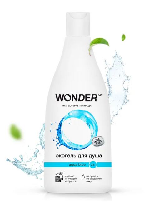 Гель для душа 2в1 Aqua Blue WONDER lab, натуральный, увлажняющий, 550мл