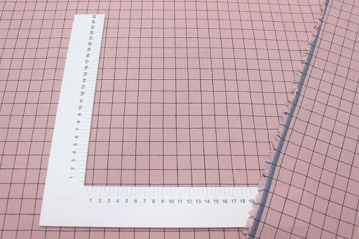 Вареный (стираный) хлопок Черная клетка (1.8*1.8см) цв.пыльный розово-сиреневый, ш.2.5м, хл-100% - Купава фото 4