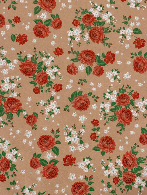 Бумага упаковочная крафт Пионы, красный, 0.72?105% м, 60 г