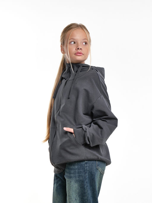 Толстовка на молнии с капюшоном 22-7653 хаки - Mini maxi фото 19