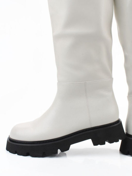 02-E39B-53R MILK Сапоги демисезонные женские (натуральная кожа)