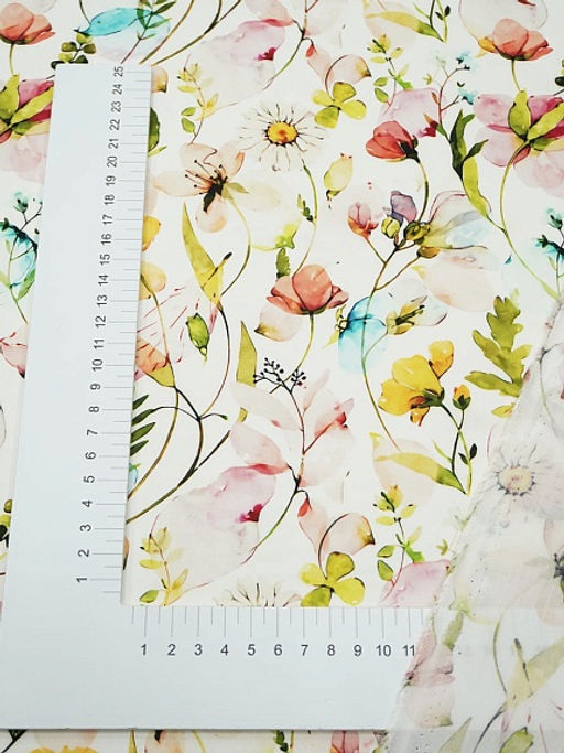 Штапель Премиум (Digital) Летняя палитра цв.белый, ш.1.45м, вискоза-100%, 105гр/м.кв - Купава фото 2