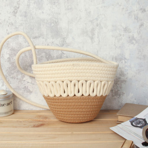 Сумка плетеная 21x15x9 / DW-11 /уп 100/коричнево-бежевая - Галеонтрейд фото 3