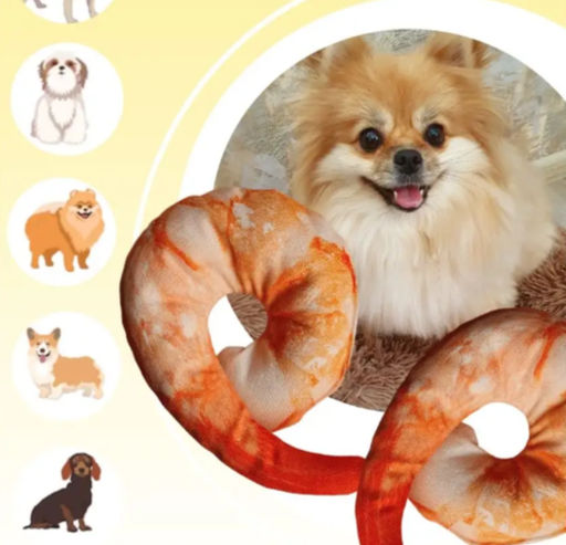 Цена за 3 шт. Игрушка для щенков, собак мелких и средних пород "Креветка", с пищалкой, 15*4см (лейбл)