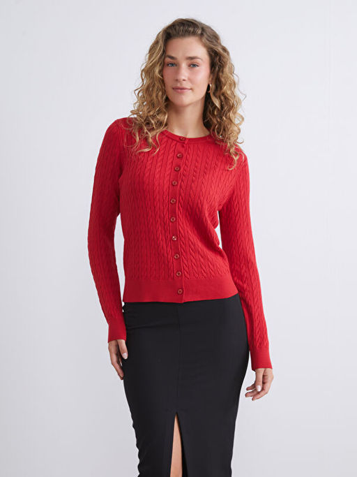 Bisiklet Yaka Kendinden Desenli Kad?n Triko H?rka