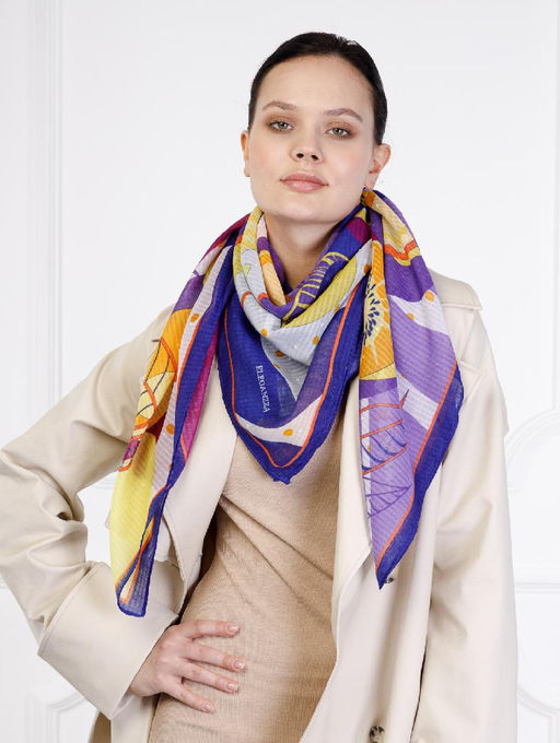 Платок жен. хл+шелк 110х110 BL22-0674-10 - Eleganzza фото 4