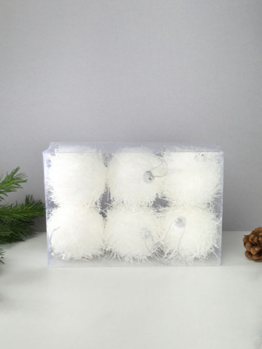 Новогоднее украшение Шары 6 штук 7 см / WF-208 /уп 72/белые - ГалеонТрейд фото 4