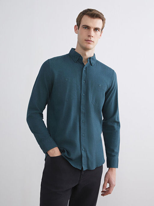 Regular Fit Uzun Kollu Gabardin Erkek G?mlek