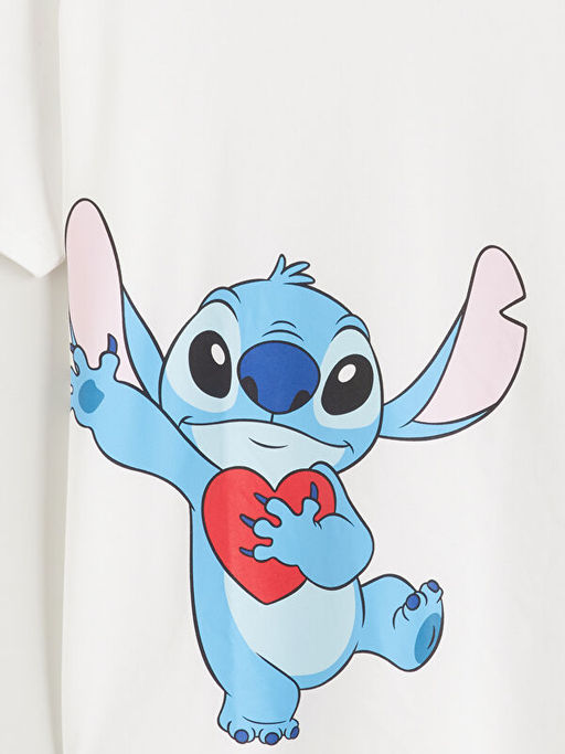 Bisiklet Yaka Stitch Bask?l? Kad?n Pijama ?st?