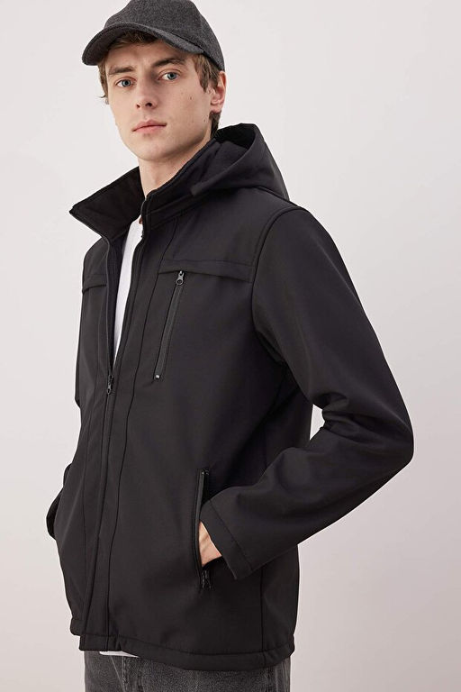 Siyah*001 Regular Fit Softshell Erkek Mont TMNAW22MO0118 - Trendyolmilla фото 2