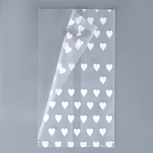 Цена за 20 шт. Пакет полиэтиленовый квадратный с вырубной ручкой, упаковка, "Сердечки", 17х33+17см ± 5% 60 мкм