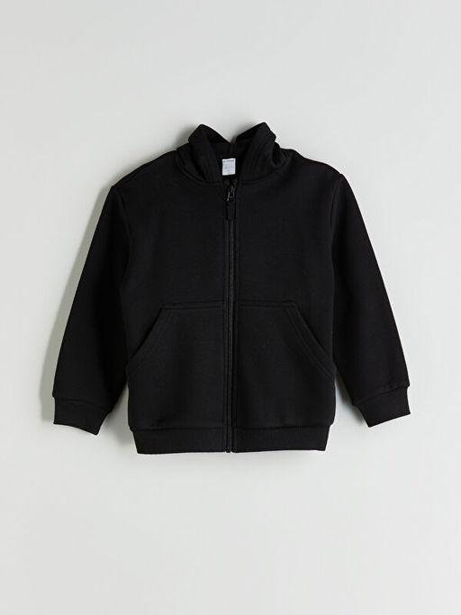 Kap??onlu Erkek ?ocuk Kal?n Fermuarl? Sweatshirt