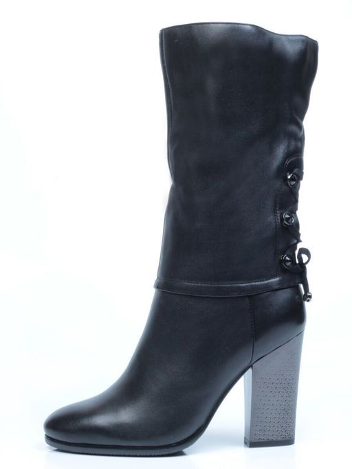 02-YF189-200M BLACK Полусапоги зимние женские (натуральная кожа, натуральный мех (еврозима)) - Фабричный китай фото 10