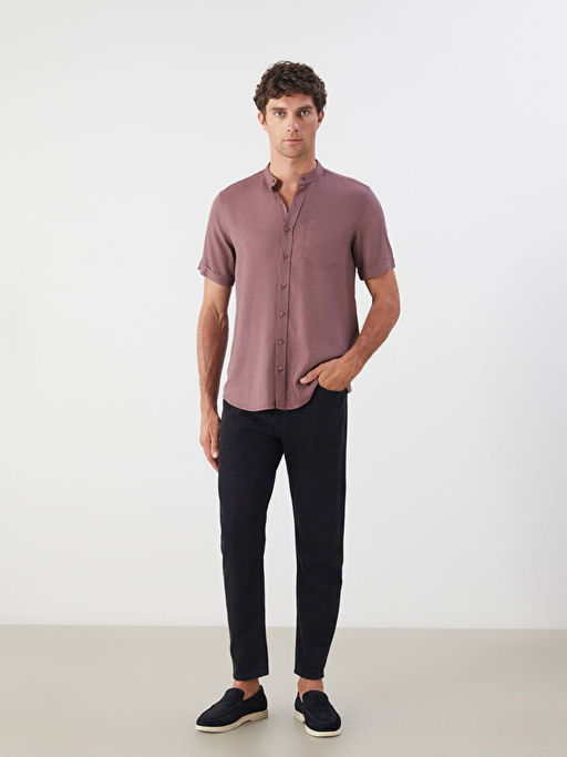 Regular Fit Hakim Yaka K?sa Kollu Erkek G?mlek