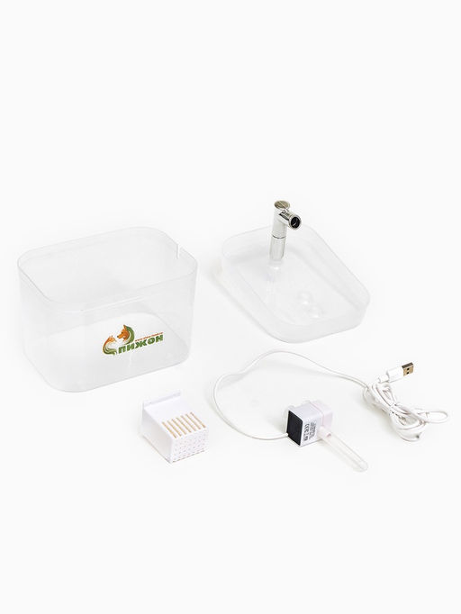 Фонтан для кошек и собак «Пижон», 1.5 л, 16.5×13×12 см, евророзетка, прозрачный