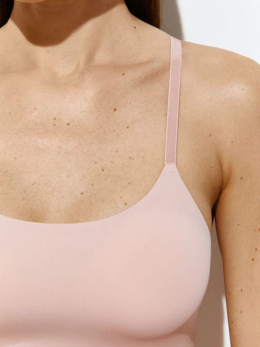 OmD 1112B Invisible Майка "Toп" женская с сеткой (кроп-топ на тонких бретелях с вкладышами), PA - rosa antico