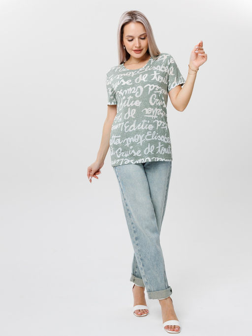 Футболка женская Ф-48 (деворе) Хаки