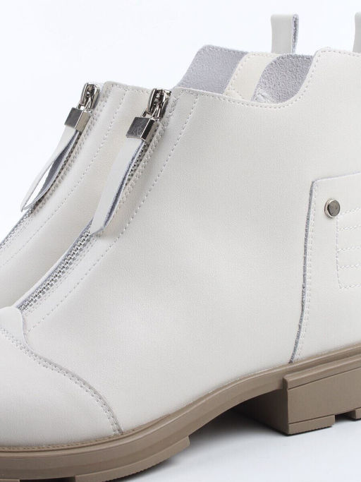 01-M43-11 LT.BEIGE Ботинки демисезонные женские (натуральная кожа, байка)