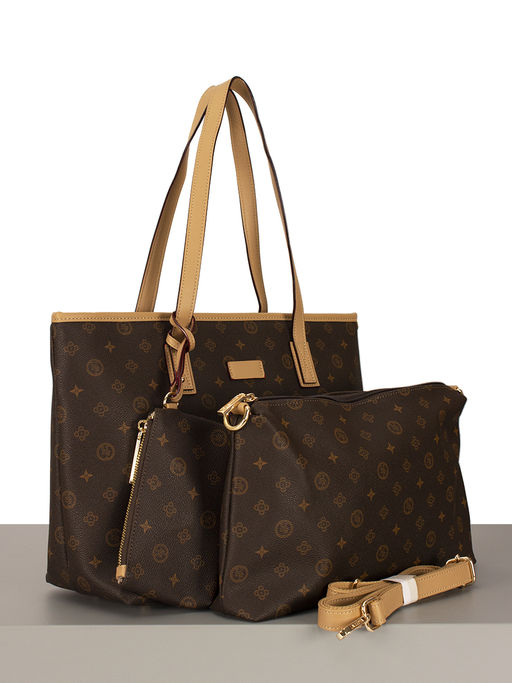 LАСCOMA сумка А567-фигурки-кофе-рыжий эко кожа-канва