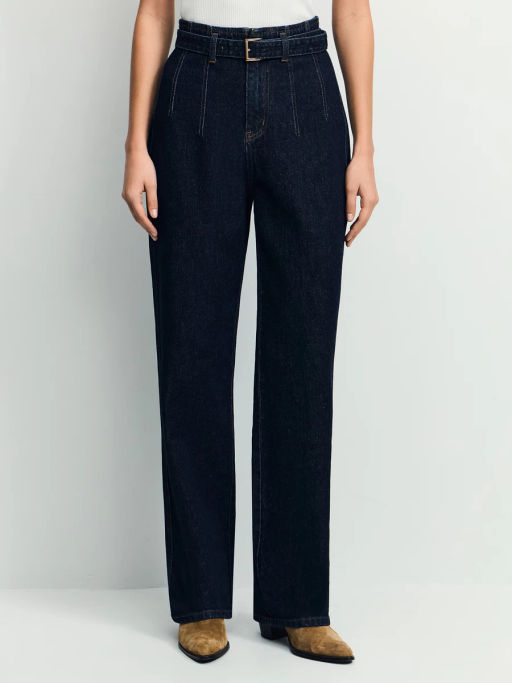 Джинсы straight с высокой посадкой с поясом / Zarina  фото 3