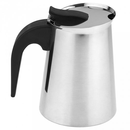 Кофеварка из нержавеющей стали, гейзерная, на 6 чашек, 370мл д9,5см h19,5см, бакелитовая ручка, подарочная коробка (Китай)