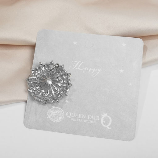 Брошь Снежинка жемчужная, цвет белый в серебре - Queen fair фото 3